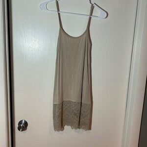 Population Taupe Beige Lace Hem Camisole Extender Top Small Adjustable Straps